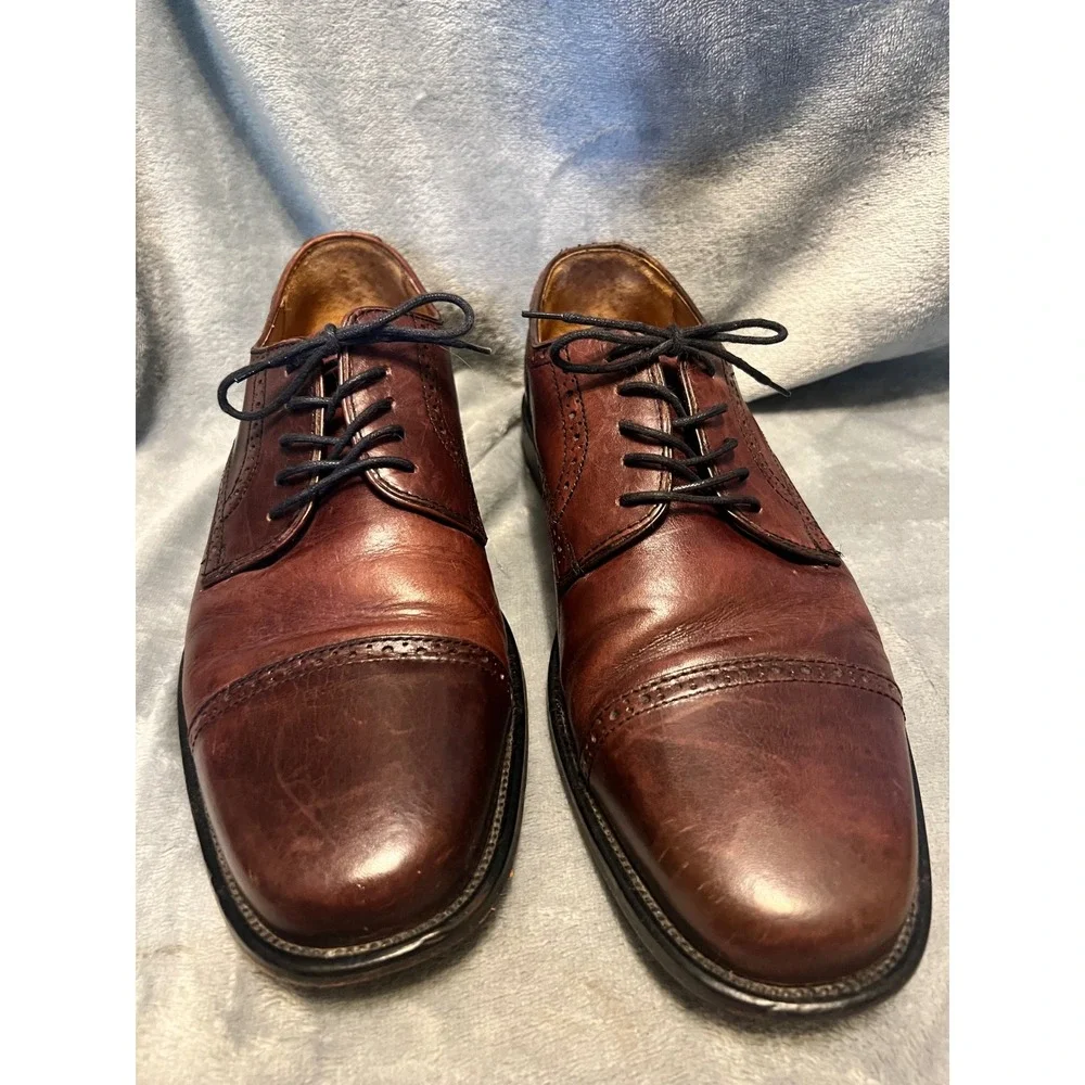 Bostonian Cap Toe Oxford Dress Shoes Mens Size 10W‎ Brown Leather Italy